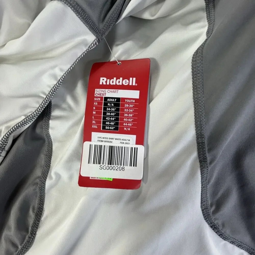 Riddell Power Integrated 5 Padded Football Shirt White Gray Adult Size Mens M